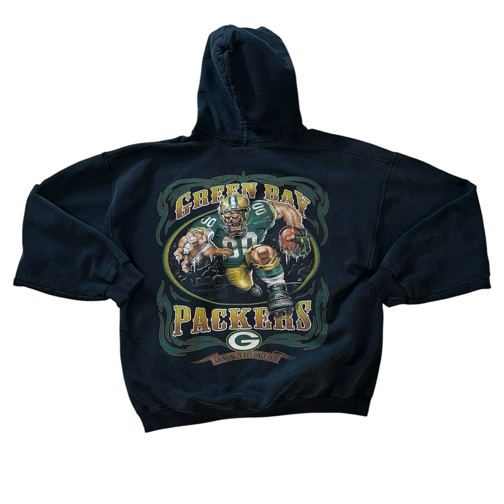 Vintage Y2K Green Bay Packers Hoodie Pullover Faded X-Large RARE